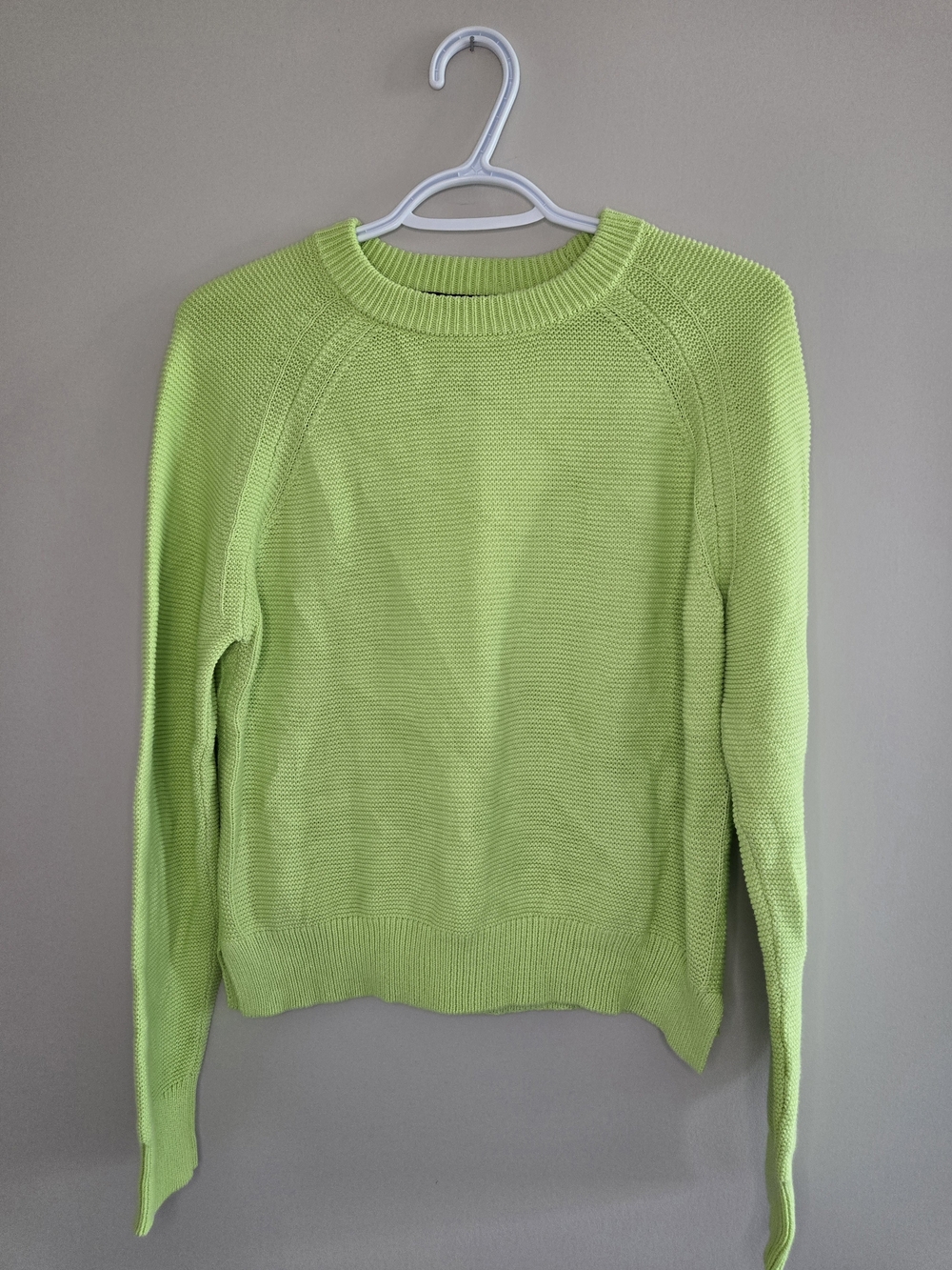 French Connection Neon Lime Crewneck Knit Long Sleeve Sweater - New